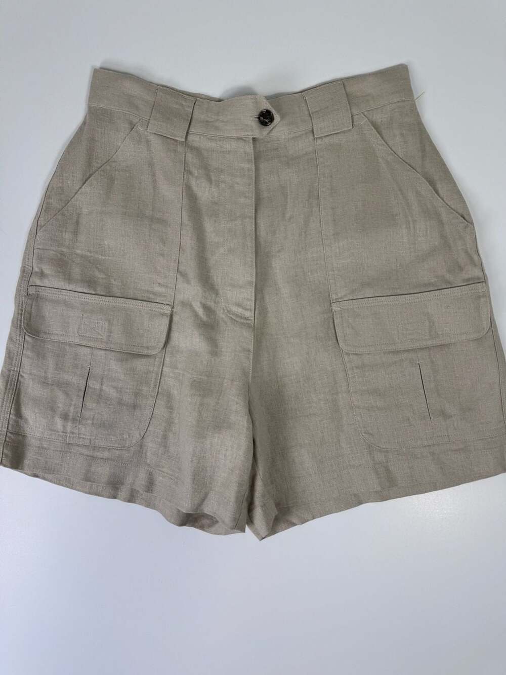 Marsh Landing Vintage Linen Blend High Waisted Cargo Shorts